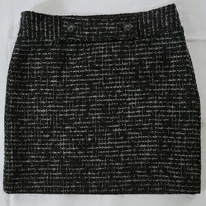 LOFT Black and White Tweed Mini Skirt